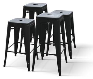 Sgabello in metallo set da 4 - altezza 66cm Nero