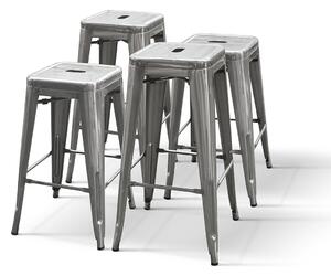 Sgabello in metallo set da 4 - altezza 66cm Grigio
