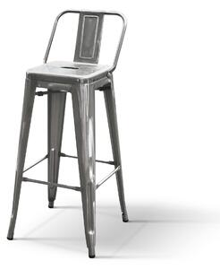 Sgabello in metallo con schienale set da 4 Grigio