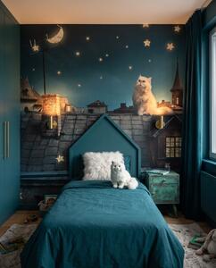 Carta da parati Gatto tra le stelle, Gatti e gattini, Il mondo degli animali - Tapeko.it