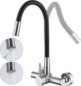 Miscelatore da cucina con uscita flessibile - acciaio inox - 2 tipi di getto d'acqua - ideale per una cottura efficiente