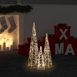 Set Coni Luce LED Decorativi Acrilici Bianco Caldo 30/45/60cm