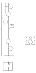 Ondaluce - Lampada da terra MONILE 5x E14/10W/230V 170 cm oro/bianco
