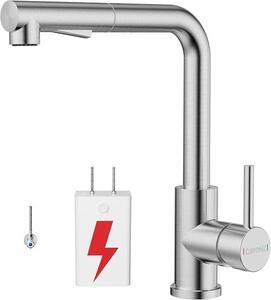 Rubinetto miscelatore da cucina a bassa pressione con tubo estensibile, 3 connessioni, 2 Jet Modi, 360° Runable, ideale per cucina senza acqua calda