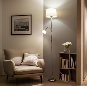 Brilagi - Lampada da terra CERIA 1xE27/100W/230V + 1xE14/25W cromo opaco/beige