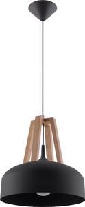 Lampada a sospensione nera rotonda Ø30cm design retrò metallo legno E27 sala da pranzo cucina lampada a sospensione MANILIA
