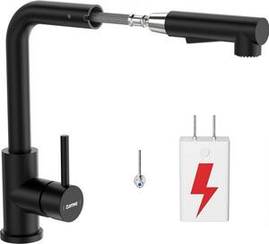 Sistema di rubinetto da cucina a bassa pressione - nero - acciaio inox - 360° rotante per una flessibilità ottimale