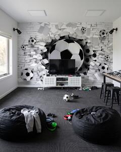 Carta da parati Calcio contro il muro, Calcio, Effetto 3D - Tapeko.it