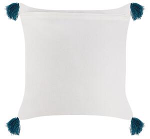 Cuscino cotone bianco e blu scuro 45 x 45 cm stampa a blocchi soggiorno camera da letto Beliani