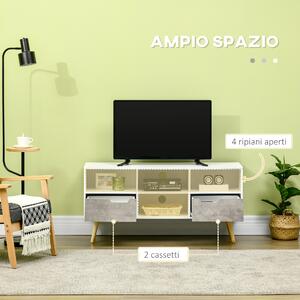 HOMCOM Mobile TV Moderno con Cassetti e Mensole in Legno per TV fino 50", 117x39x56.7cm, Bianco e Grigio