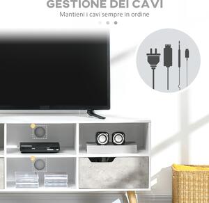 HOMCOM Mobile TV Moderno Bianco e Grigio, per TV fino a 50", Cassetti e Mensole, 117x39x56.7cm, Legno, Salotto Raffinato