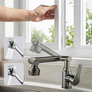 Rubinetto da cucina flessibile - 1080° Rotabile - Acciaio inossidabile senza piombo/nikkel - Facile da cambiare tra i livelli dell'acqua