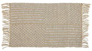 Tappeto passatoia Beige iuta e cotone 50 x 80 cm con frange intrecciato a mano Boho ingresso camera da letto Beliani