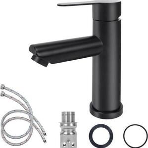 Set di rubinetti per lavabo da bagno nero - Robusto rubinetto per cascata opaco in acciaio inox SUS304 - durevole, resistente alla corrosione, facile da usare - I
