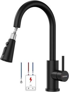 Gru per miscelare Cucina a bassa pressione Nero - Inox a 3 raggi - Rubinetto per cucina a 360° - Perfetto per Laa