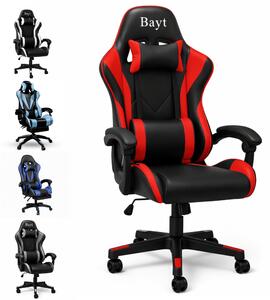 Sedia da gaming con poggiatesta, rossa/nera