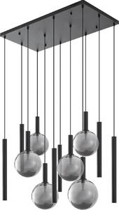 Lucande lampada a sospensione Lumavia, 12 luci, vetro, nero/chiaro, G9