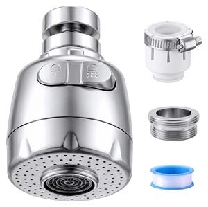 Aeratore per rubinetto da cucina, rotazione a 360°, 2 modalità, colore argento