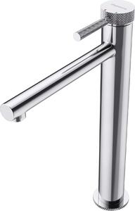 Doporro Rubinetto Monocomando per Lavabo Alto a Cascata, Miscelatore Regolabile con Acqua Calda e Fredda in Ottone Cromato H 30,5 cm WAO-7601