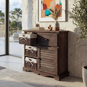 Cassettiera Armadio con 3 cestini 63x60x30cm, look shabby, vintage ~ marrone