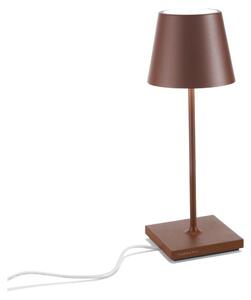 Zafferano Lampada a led da tavolo Poldina Pro Mini Corten ricaricabile e dimmerabile con batteria fino a 12 ore