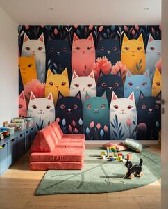 Carta da parati Gatti di mille colori, Amici animali, Il mondo degli animali - Tapeko.it