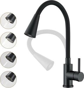 Rubinetto per cucina - Rubinetto flessibile per miscelare - Pulizia facile - 4 raggi - 360 gradi Runable - Nero opaco