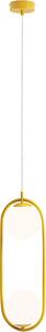 Lampada a sospensione Metallo Vetro E14 H: max. 200 cm Giallo Bianco Paralume a globo a 2 luci rotondo Moderna lampada a sospensione