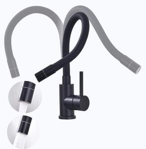 Rubinetto da cucina flessibile per miscelatore da cucina nero - acciaio inox - 360° rotante - risparmio idrico