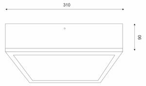 Plafoniera NATURAL SQUARE 2xE27/15W/230V 31x31 cm pino/nero