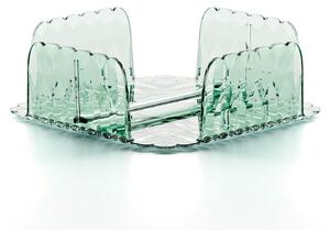 Portatovaglioli Orizzontale VANITY in materiale acrilico Riciclabile Dimensioni 20x20xh7,0 cm con asta Ferma tovaglioli colore Verde Matcha