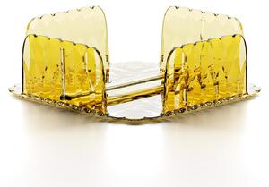 Portatovaglioli Orizzontale VANITY in materiale acrilico Riciclabile Dimensioni 20x20xh7,0 cm con asta Ferma tovaglioli colore Giallo Zafferano