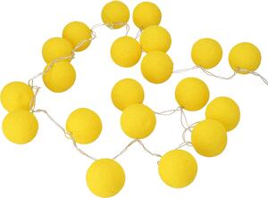 Catena luminosa a forma di sfera, alimentata a batteria, con 20 LED gialli, realizzata in tessuto e fili di cotone