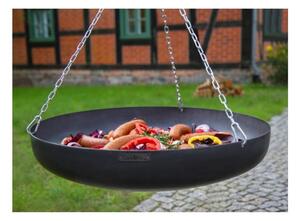 Wok in Acciaio Naturale 60 cm, Spessore 1,5 mm, per Barbecue e Treppiede - Artigianale e Sicuro per Alimenti