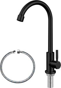 Gru da cucina - Gru ad acqua fredda - Acciaio inox SUS304 - Nero opaco - Manico singolo - Benda alta - Anta caviglia - Rotazione a 360° - Lavello da cucina