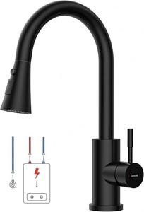 Rubinetto da cucina a bassa pressione - nero - tubo estraibile - girevole a 360°