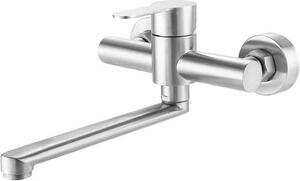 Miscelatore da cucina 23 cm - montaggio a parete in acciaio inox - acqua fredda e calda - braccio girevole a 360°