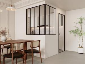 Vetrata angolare L120 x L90 x H130 in Alluminio termolaccato Nero Stile atelier - BAYVIEW