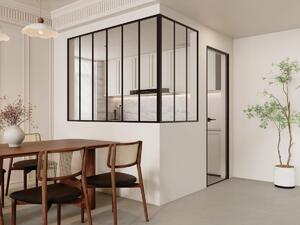 Vetrata angolare L180 x L90 x H130 in Alluminio termolaccato Nero Stile atelier - BAYVIEW