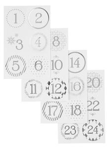 Adesivi per il calendario dell'Avvento bianco, argento