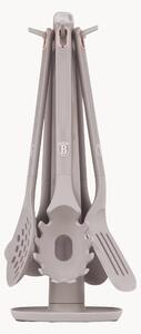Set utensili da cucina con supporto Taupe 6 pz