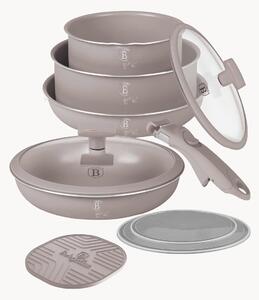 Batteria di pentole in alluminio con rivestimento antiaderente Taupe 10 pz
