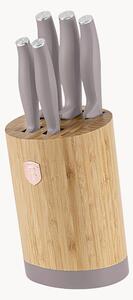 Set di coltelli da cucina in acciaio inossidabile con supporto Taupe, set da 6