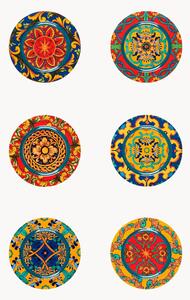 Set di 6 tovagliette rotonde Trinacria