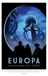 Illustrazione Europa Retro Planet Moon Poster - Space Series Nasa, (26.7 x 40 cm)