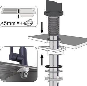 Rubinetto da cucina con rotazione a 360 gradi, rubinetto, rubinetto monocomando ad alta pressione, rubinetto per WC ad alta pressione con attacco G3/8, acciaio inossidabile spazzolato