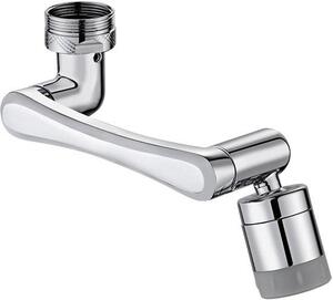 Rubinetto da cucina orientabile a 1440°, con filtro per l'acqua, testa estensibile, doppio getto per cucina e bagno, color argento