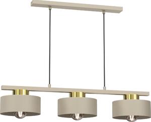 Lampada a sospensione Marti beige e oro 3xE27x15W in metallo, dimensioni: 110x81x20,5 cm, IP20, Luminex