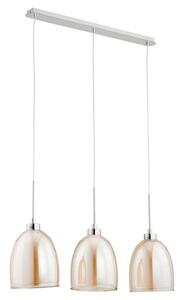 Lampadario Ronda cromato-color tè, 3xE27x60W, vetro, dimensioni: 100x70x21 cm, IP20, Alfa