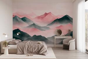 Carta da parati Catena montuosa con nebbia, Carta da parati popolare, Carta da parati popolare, w03548v1 - Tapeko.it